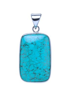 Magnesite Pendant Rectangle Charm Silver Tone 29x19mm Statement Necklace Piece